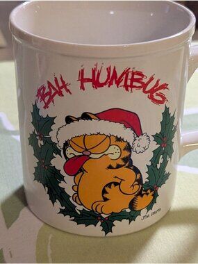 Garfield Christmas Bah Humbug Mug Vintage 1978 Enesco Ceramic Coffee Cup Holiday